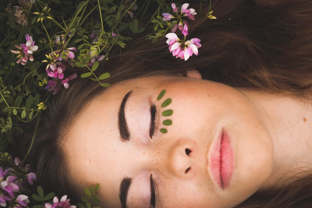 Face of a woman with closed eyes